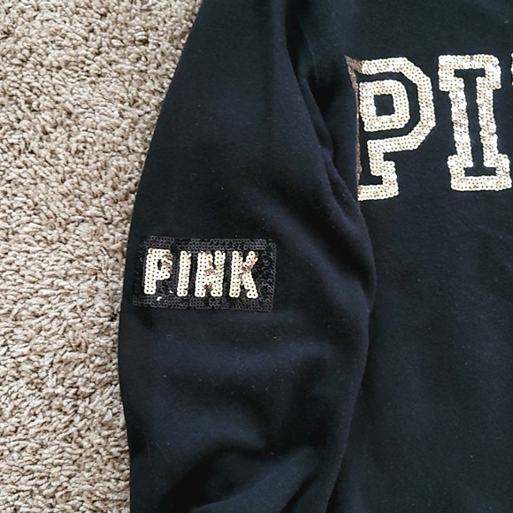 Pink Victoria Secret gold sequin black long sleeve top Size XS - Picture 6 of 11